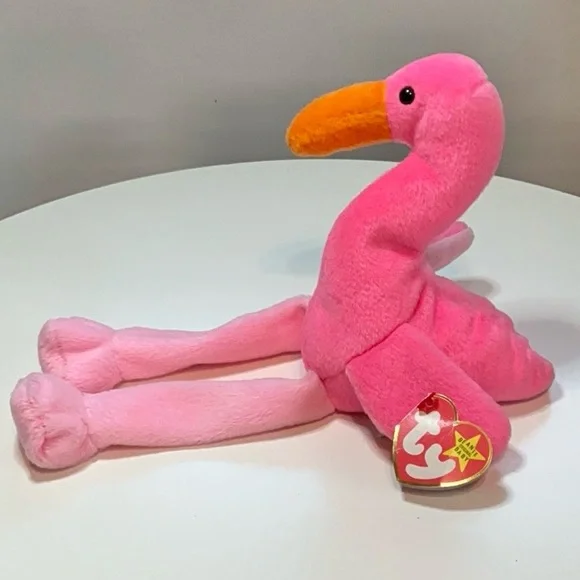 TY Beanie Babies PINKY NWT Pink Flamingo 1995 DOB February 13, 1995 - Picture 4 of 11